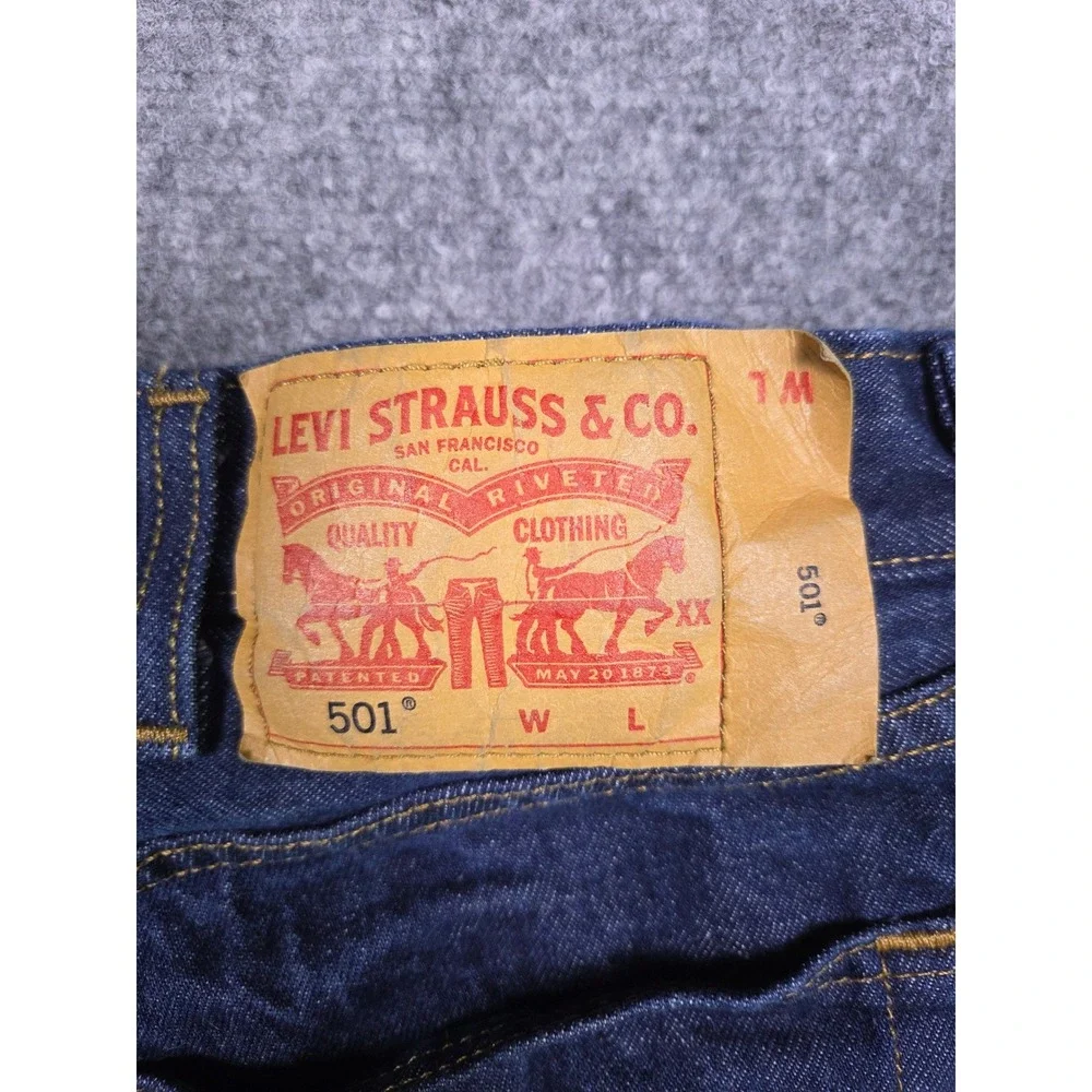 Levi's 501 Original Fit Jeans Mens 38x36 Blue Dark Wash Button Fly Denim 117-1
